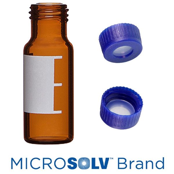 Microsolv EPP Vial, PP amber, 2 ml, Screw Cap blue with Sil/TEF Septa, Write-on Patch, LC clean, deactivated, 100 pc/PAK