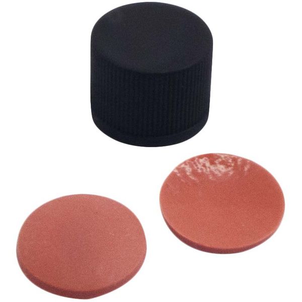 Altmann Analytik 10 mm PP screw cap, black, closed, NK red-orange/TEF transparent, 60° shore A, 1 mm, 1000 pc/PAK