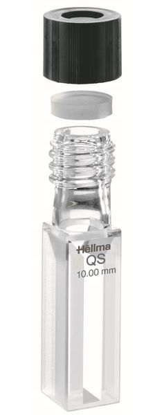 Hellma Semi Micro Cell, Type 117-QS, HP Quartz Glass, WL 200-2500 nm, Pathlength 10 mm, GL 14 screw cap and PTFE seal, 1,400 μl