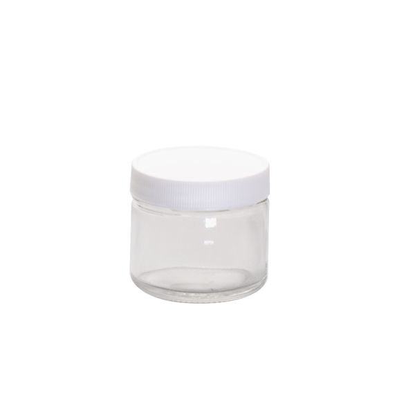 JG Finneran Precleaned - 2 oz, 60 ml Short Wide Mouth Jar, 55x48 mm, 53-400 mm Thread, White Closure, PTFE Lined, 24 pc/PAK