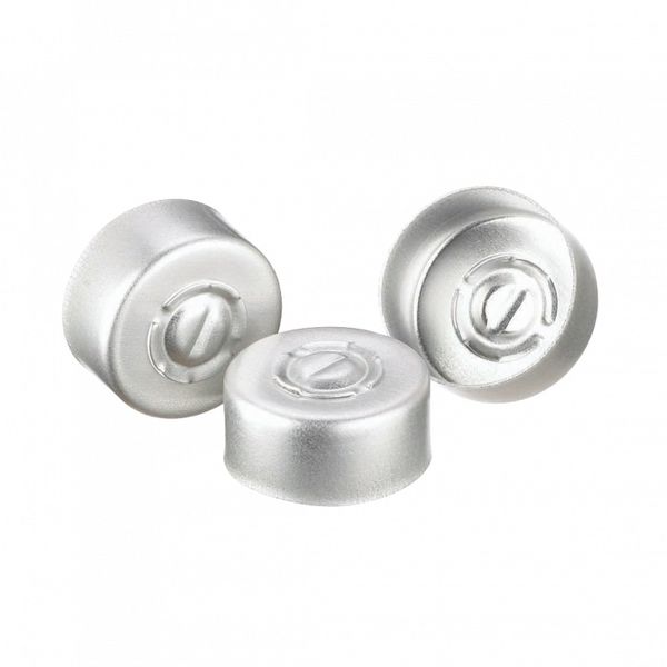 DWK Wheaton Aluminiumkappe, natur, mit Mittelabriss, ohne Einlage, 13 mm AD, 1000 St/Pkg