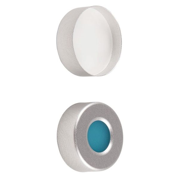 Microsolv Headspace Crimp Cap silver, 20 mm, with blue Sil/Beige PTFE Septa, 10 mm Center Hole, 100 pc/PAK