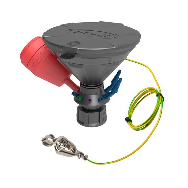 SCAT Universal Waste Hub ''JAN'', GL45, electrostatic conductive with earthing cable, safety funnel, 4x 1.6/2.3/3.2 mm OD