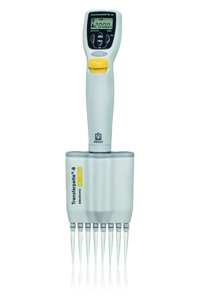 Brand GmbH & Co. KG 8-Kanal Mikroliterpipette Transferpette -8 electronic, 10 - 200 μl, Netzteil Europa (100-240 V / 50-60 Hz), DE-M