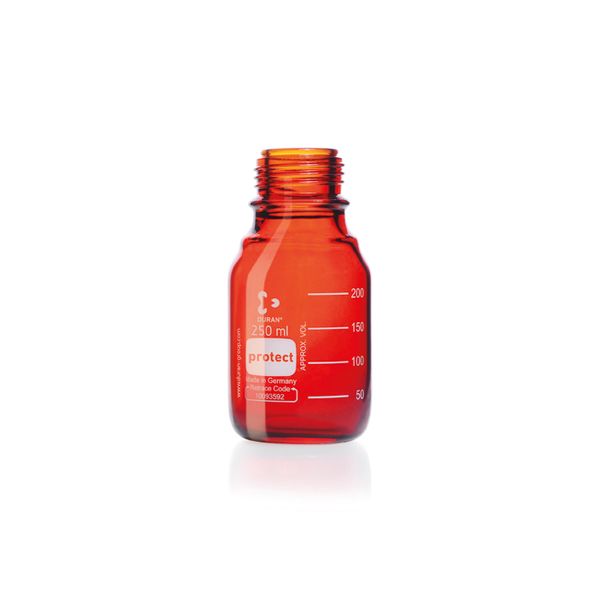 Duran Group DURAN GL 45 Laborglasflasche, protect, braun, ohne Schraubverschluss, Ausgießring, 250 ml, 10 St/Pkg